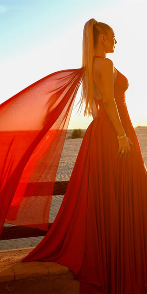 Simple V-neck Red Chiffon Prom Dresses, A-line Long 2021 Prom Dresses, Popular Prom Dresses