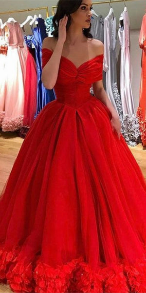 Off Shoulder Red Prom Dresses, Quinceanera Dresses, 2021 Prom Dresses, Newest Prom Dresses