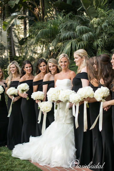 Off The Shoulder Bridesmaid Dresses, Black Mermaid Bridesmaid Dresses