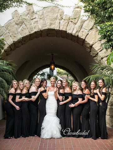 Off The Shoulder Bridesmaid Dresses, Black Mermaid Bridesmaid Dresses