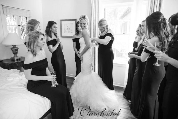 Off The Shoulder Bridesmaid Dresses, Black Mermaid Bridesmaid Dresses