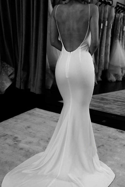 Spaghetti Straps Simple Wedding Dresses, Mermaid Popular Wedding Dresses