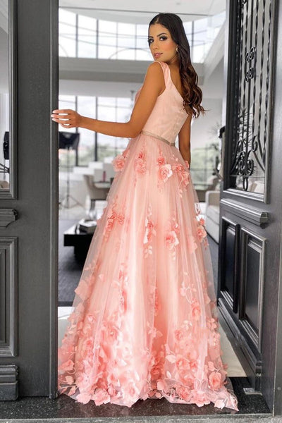 Appliques Elegant Long Prom Dresses 2021, Popular A-line Graduation Girl Dresses