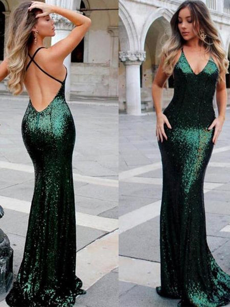 Sexy Mermaid Sequin Prom Dresses, Long Prom Dresses, Popular Prom Dresses
