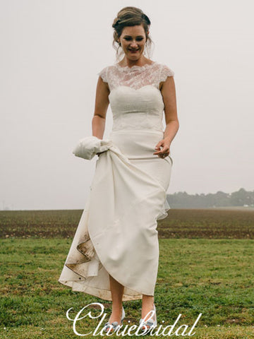 Long Mermaid Lace Top Country Wedding Dresses, Bridal Gown