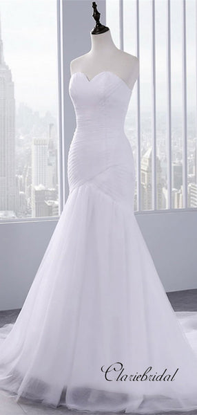 Strapless Mermaid Bridal Gowns, Cheap Wedding Dresses, Popular Wedding Dresses